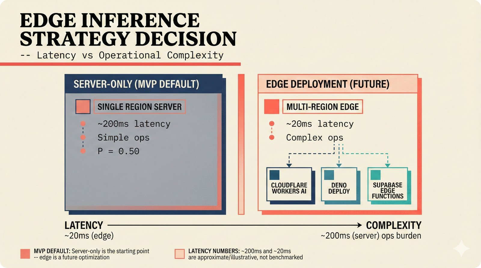 Edge inference decision: server-only MVP default versus edge deployment for latency